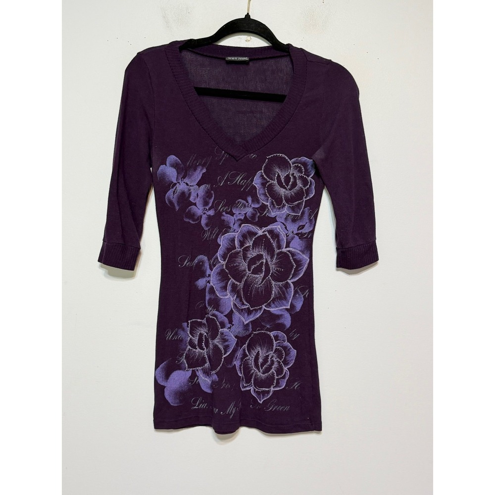Y2K Wet Seal Whimsigoth Floral Top Womens Small Indie Sleaze Fairy Grunge Baddie - Picture 2 of 7